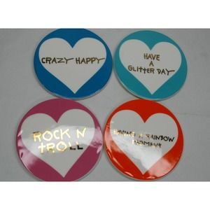 Betsey Johnson Trolls Having A Rainbow Moment Set Of 4 Coasters NEW BJ